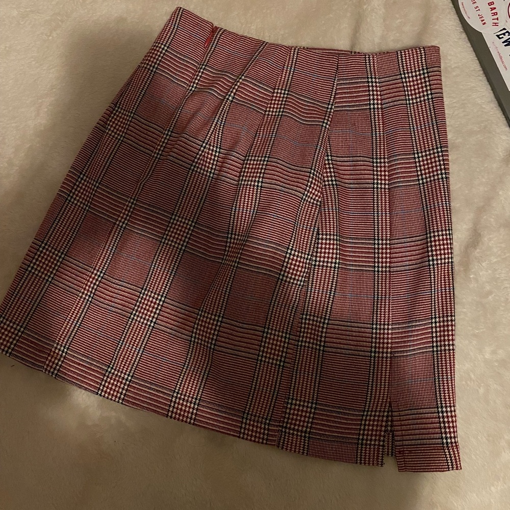 Plaid Mini Zip Up Skirt